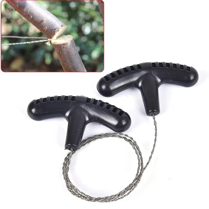 

72cm Stainless Steel Wire Saw with Finger Handle Portable Outdoor Camping Hiking Pocket Manual Cutting Chain Saws Survive Tool