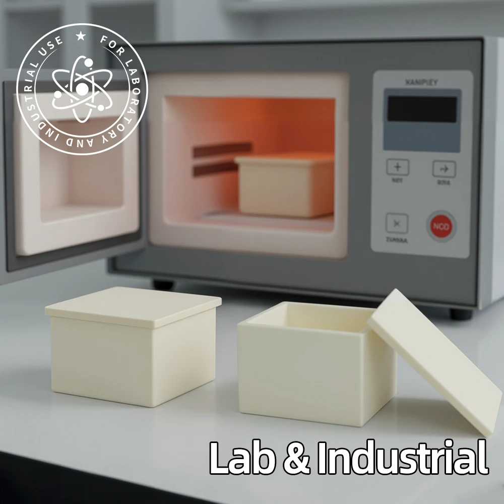 99% Alumina Square Crucible With Square Flat Lid Side Length ≤135mm Ceramic Crucible for Lab Sintering Calcination