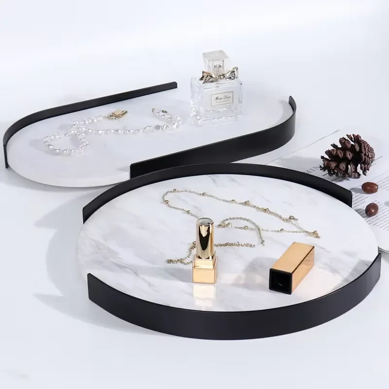 European luxury Instagram style marble tray decoration home hotel bedroom storage cosmetics business supplies