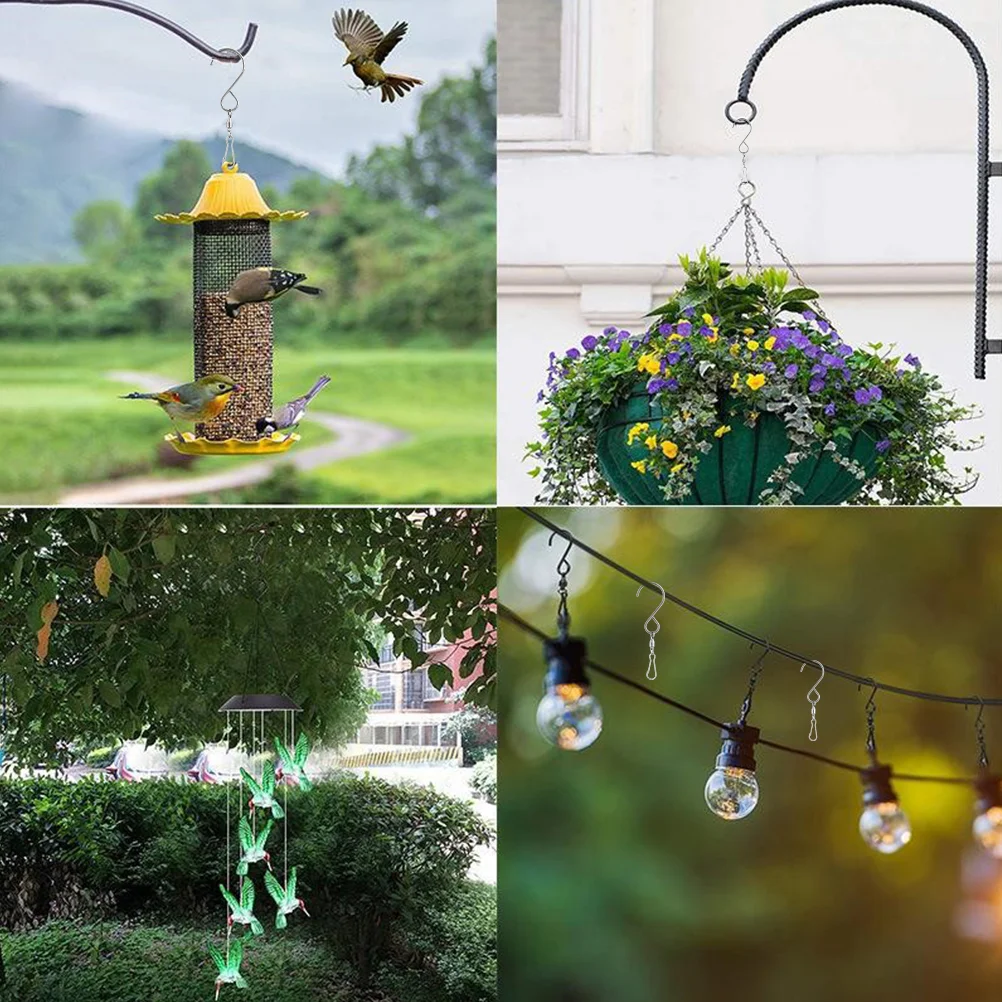 Ganchos giratorios tipo S para plantas, 10 piezas, carillón de viento, alimentador de pájaros colgante de Metal, luz de fiesta