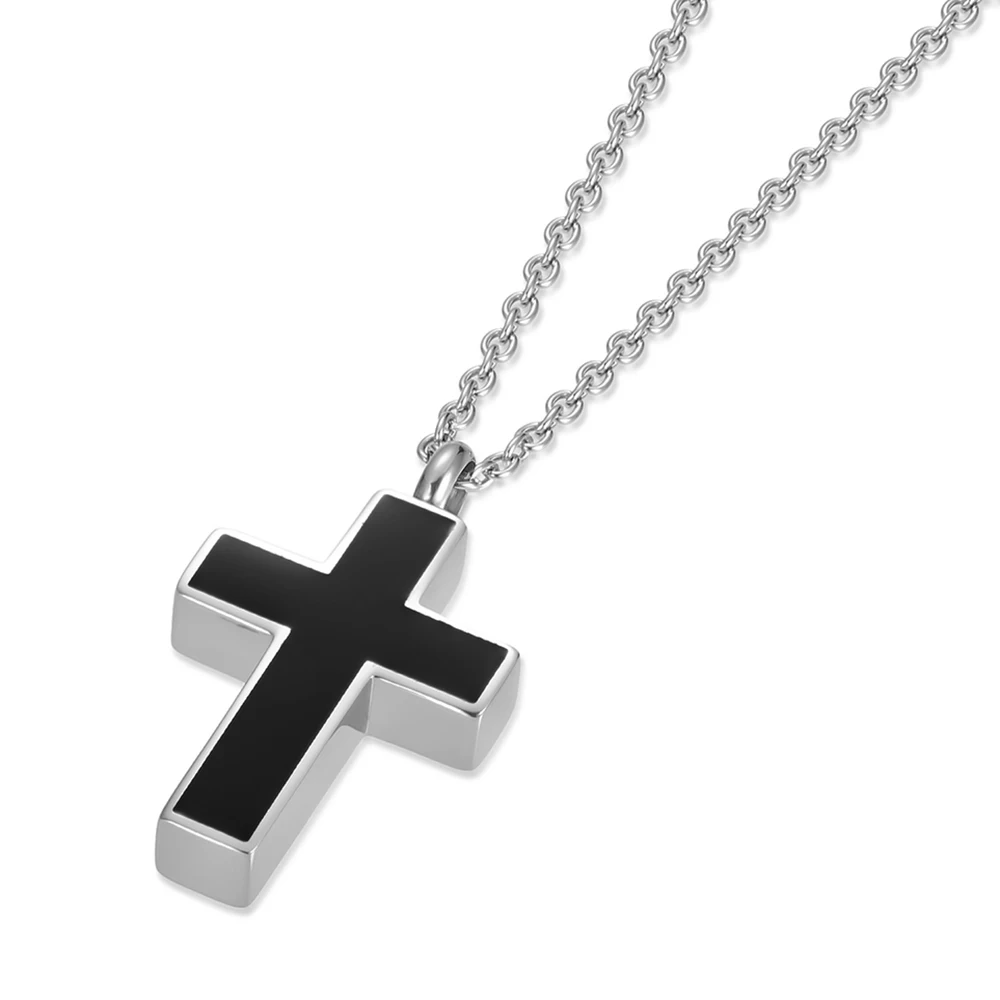 Cremation Cross Necklace for Ashes Stainless Steel Cross Urn Pendant Ashes Holder Memorial Jewelry