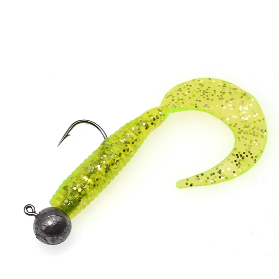 JYJ 8cm 3.7g soft silicone maggot worm grub fishing baits with circle tail wobbler pesca isca