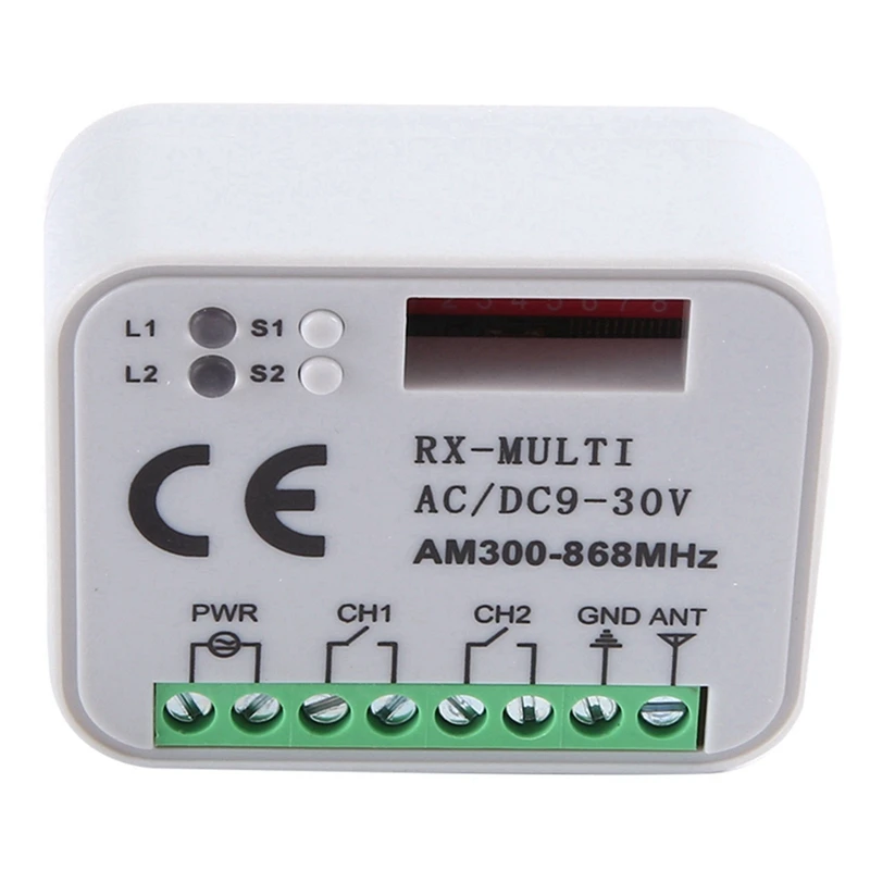 N75R-8X Universal RX Multi Frequency 300-868Mhz Receiver 2CH 12V 24V Relay Module Garage Door Remote Control 433.92Mhz 868Mhz
