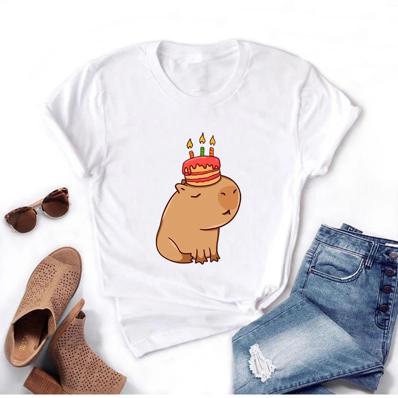 Cute Capybara Graphic T Shirt Kawaii Capybira Cartoon Print Unisex Tshirt Fashion Streetwear O-Neck Casual Women Men T-shirt