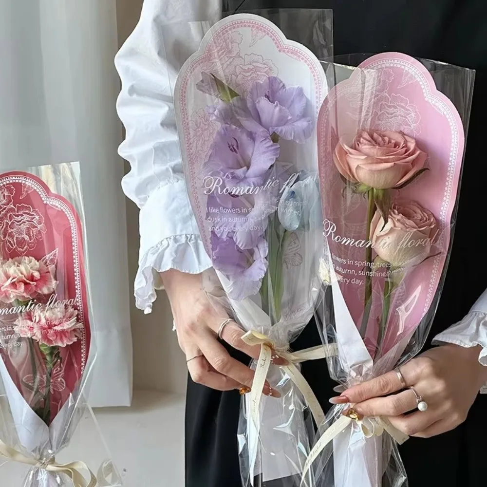 10 Sacchetti Trasparenti Per Confezionare Fiori, Romantici Sacchetti Impermeabili Per Bouquet, Sacchetti In Carta E Plastica Per Composizioni Floreali