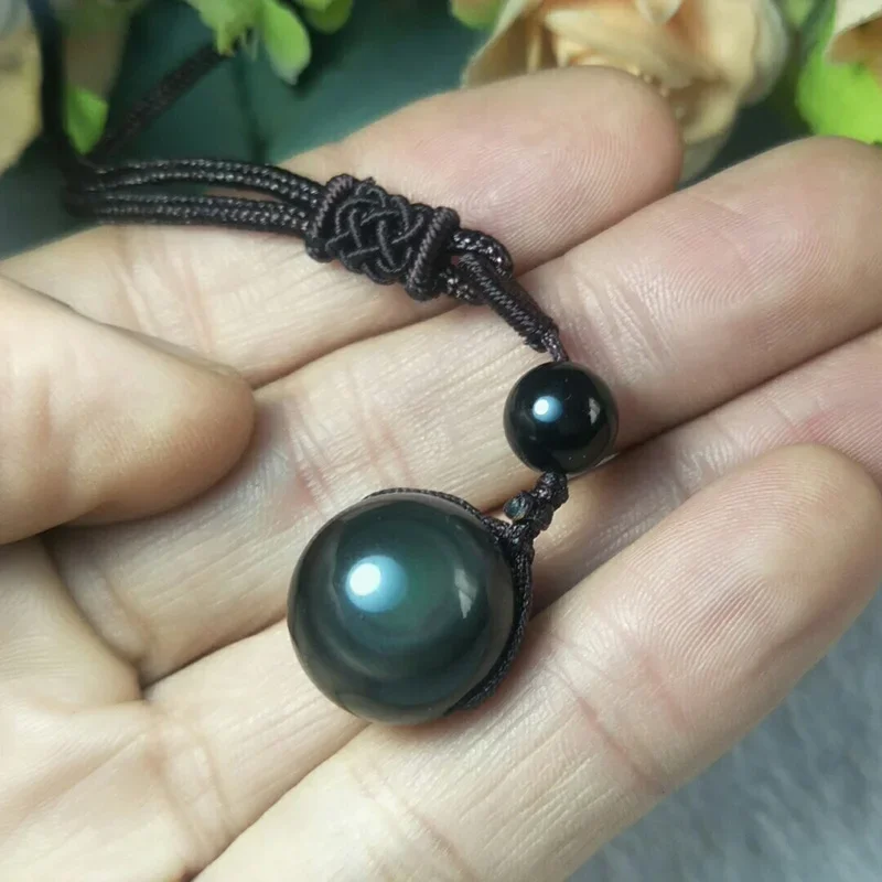 Jade Pendant Natural Obsidian Transfer bead Pendant  Jewelry Fine Jewelry Obsidian Rainbow Lucky Pendantd Necklace Jewelry