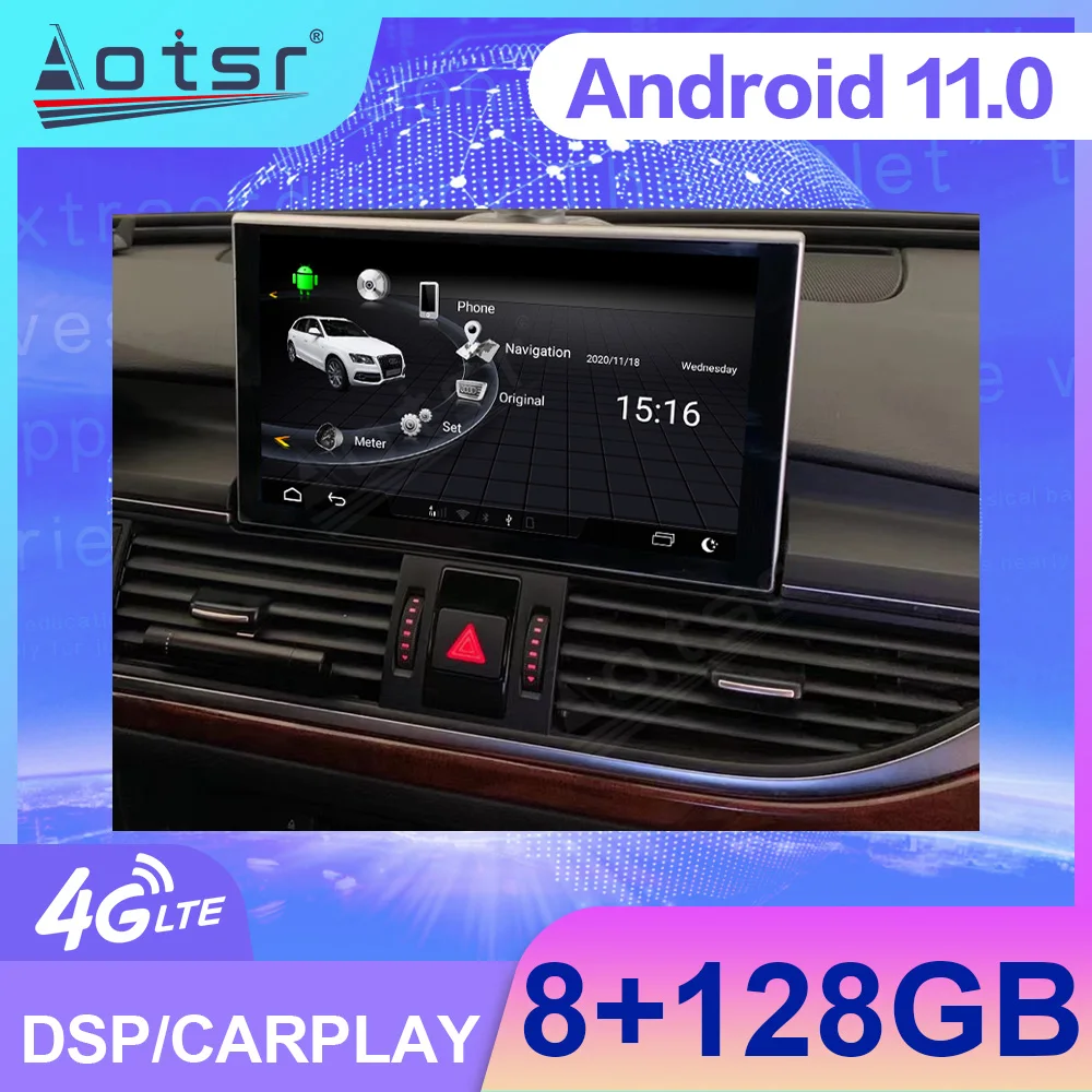 Android 11 Car Radio For Audi A6 2012-2018 GPS Bluetooth Touch Lifting Screen Carplay Central Multimedia Player Stereo Head Unit