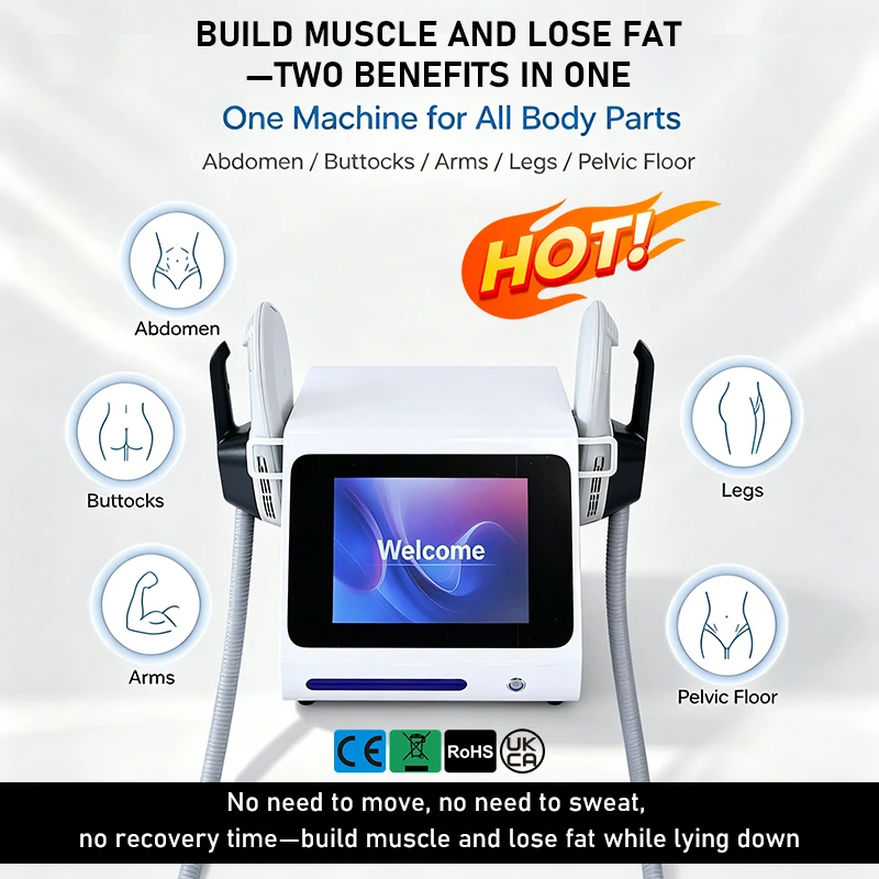 Commercial Grade EMSNova Dual‑Handle HI‑EMT EMS Body Sculpting Machine 6500W Electromagnetic Muscle Stimulation Equipment Non‑Invasive Body Contouring System for Spa Beauty Salon