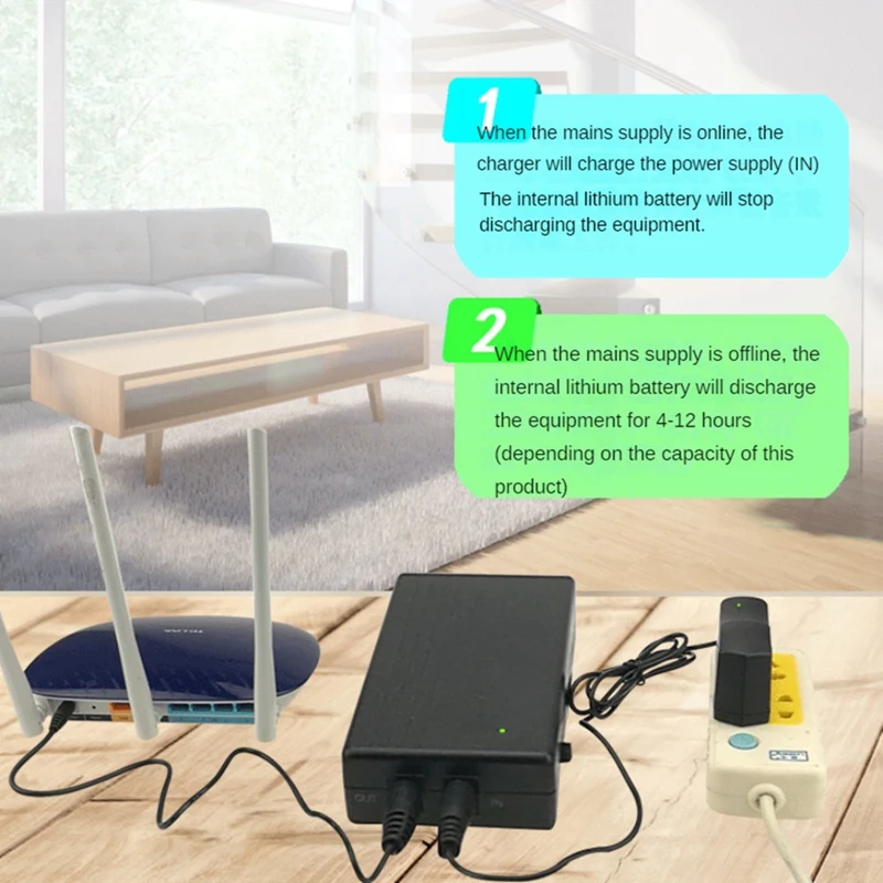 Multifunctionele Mini-Ups Dc Batterij Back-Up Beveiliging Standby Voeding Zwart Abs Ononderbroken Voeding