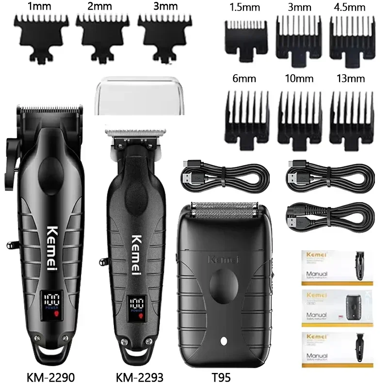 New Kemei KM-2290 KM-2293 KM-T95 Professional Cutting Machine Electric Shaver Hair Trimmers With LCD Display Men's Hair Clipper