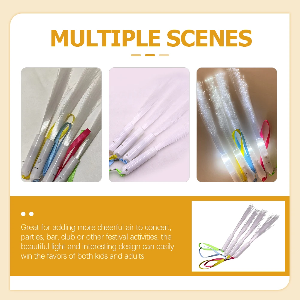 4 Pcs LED Fiber Optic Rod Glow Sticks Light up Toys for Kids Wands Wedding Bulk Flash Flashing Button Cell