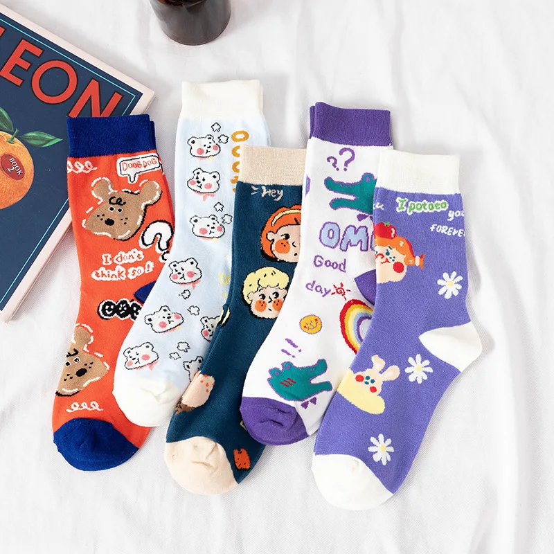 Chaussettes en coton pour hommes et femmes, motif crocodile, dessin animé, doux et mignon, rue, confortables, respirantes, pour couple, nouvelle collection