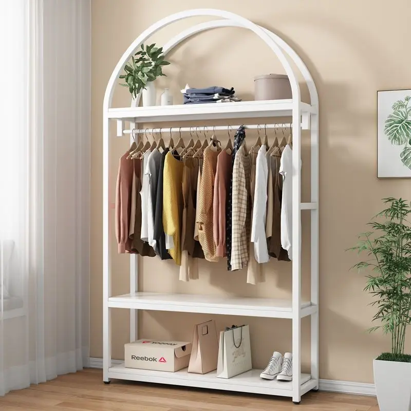 Wrought iron coat rack floor-to-ceiling bedroom door wardrobe household hanger living room Internet celebrity integrated hanger