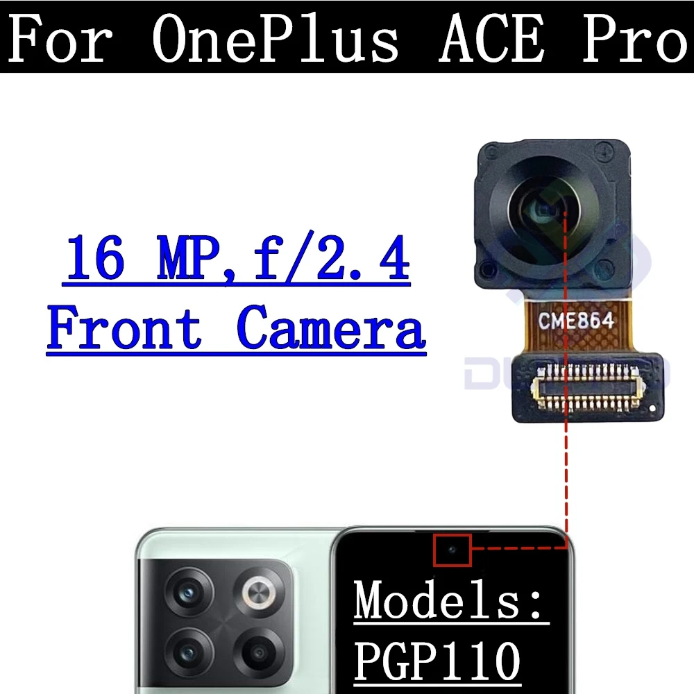

Гибкий кабель модуля задней камеры для OnePlus 10T ACE Pro ACEPro PGP110, передний селфи, широкий задний стеклянный объектив основной камеры