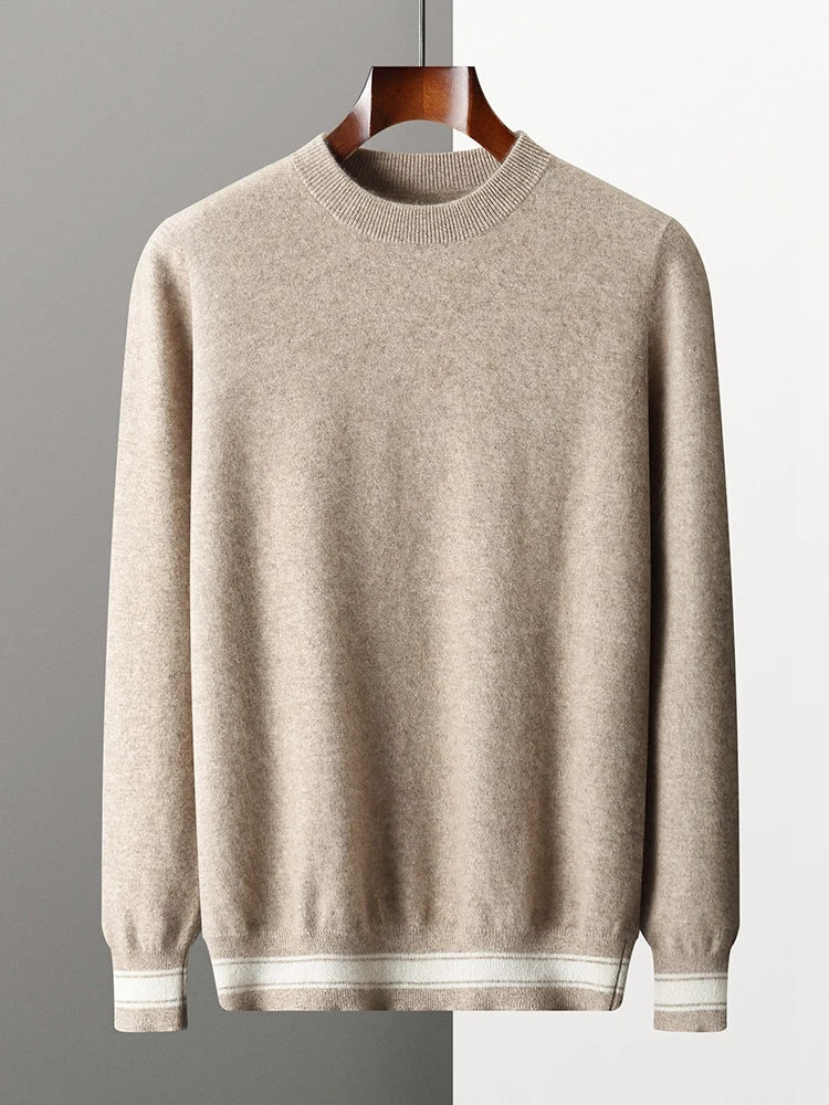 Men Round Collar Basic Cashmere Sweater Soft Comfort Smart Casual Pullovers 100% Cashmere Knitwear Autumn Winter Long Sleeve Top