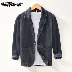 Autumn Casual Blazers for Men Daily Commute Suit Male Pure Cotton Corduroy Gray Single Breasted Suit Jackets Man Simle Coats