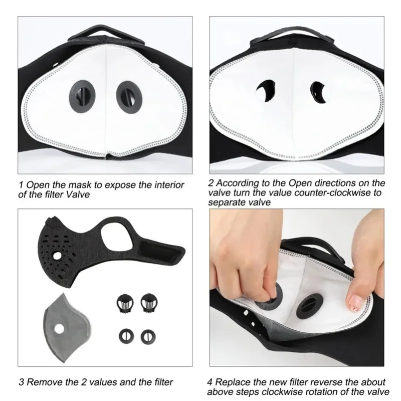 Breathing Valve Mask Antifog Dustproof Mask PM2.5 Filter Mask Activated Charcoal Mask Outdoor Sports Cycling Motorcycling Mask