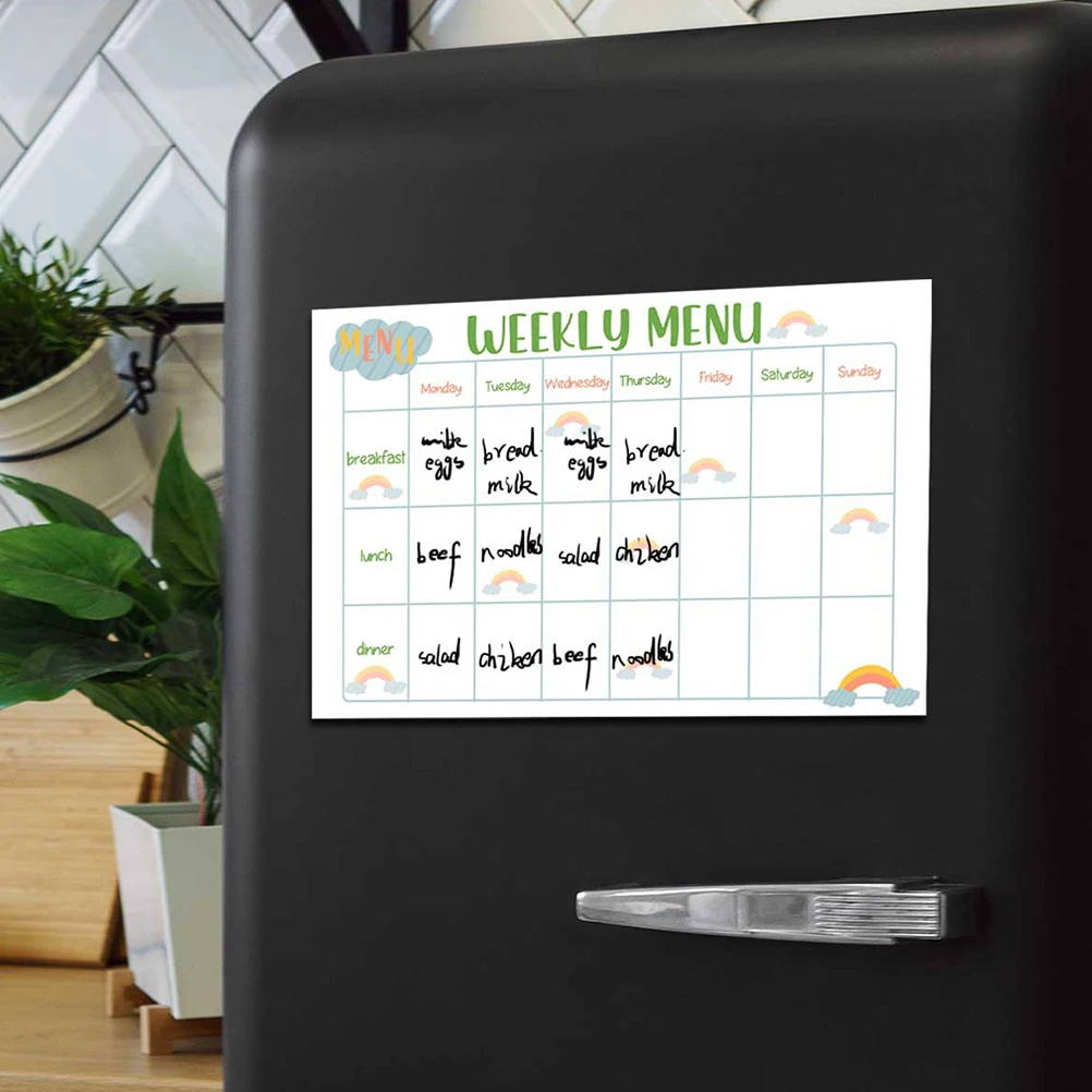 Pizarra Adhesiva para Pared, Nevera, Planificador de Comidas, Pizarra Adhesiva de Borrado en Seco, Menú Semanal, Calendario, Bloc de Notas para Refrigerador