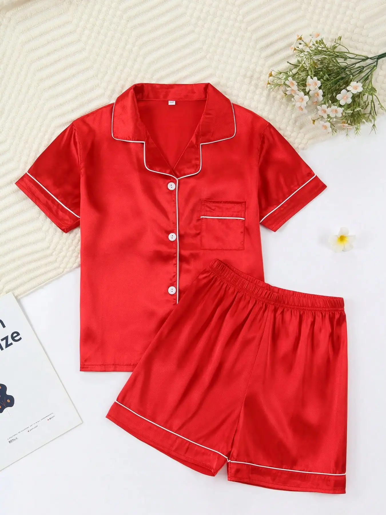 

Girls Pajamas, Satin Silky Pjs Set Kids 2Pcs Button-Down Nightwear Sleepwear Gift For Kids