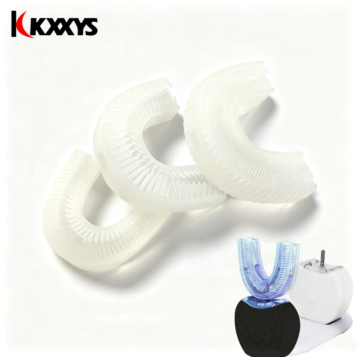 60 Degree U Shaped Soft Silicone Replacement Brush Heads for Electric Toothbrush, Gentle Deep Clean for Adults Kids