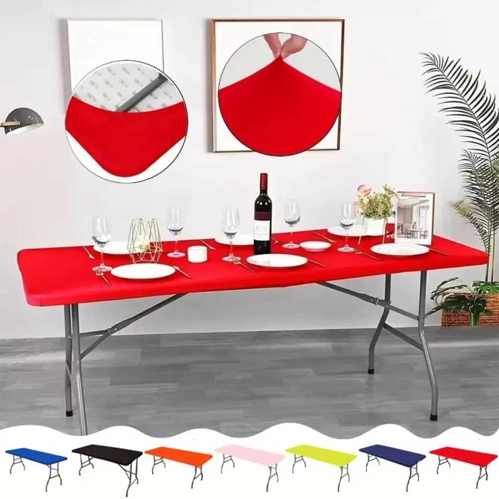 1Pcs Spandex Rectangular Tablecloth Stretch Elastic Fitted Table Cloth 6FT Universal Patio Table Cover