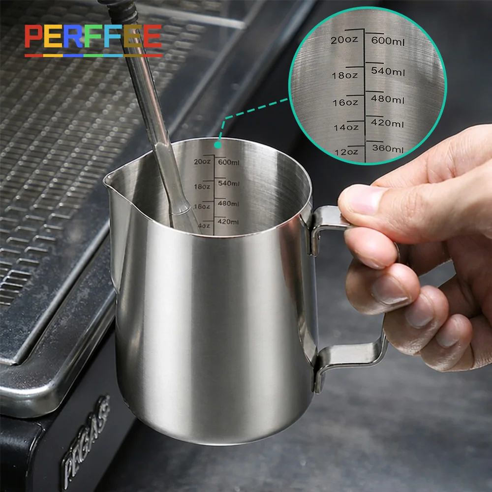 Coffee Milk Frothing Jug Latte Art Milk Frother Pitcher Stainless Steel Measurement Jug Espresso Barista Tool Coffee Accessories
