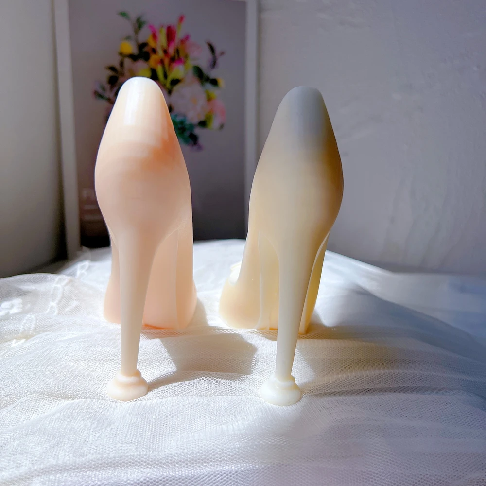 Female Pump Candle Mold Lady Logo High Heel Shoes Mould Women\'s Point Toe Shoe Wax Silicone Molds Decoration Tool