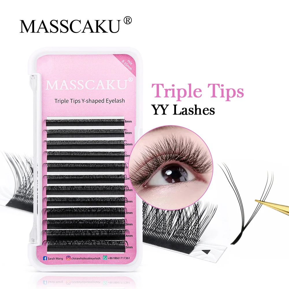 

12 Rows Matte Black Natural Long Fluffy Look YY Style Eyelashes Extensions C D Curl Faux Mink Hand Made Lashes Trays Wholesale