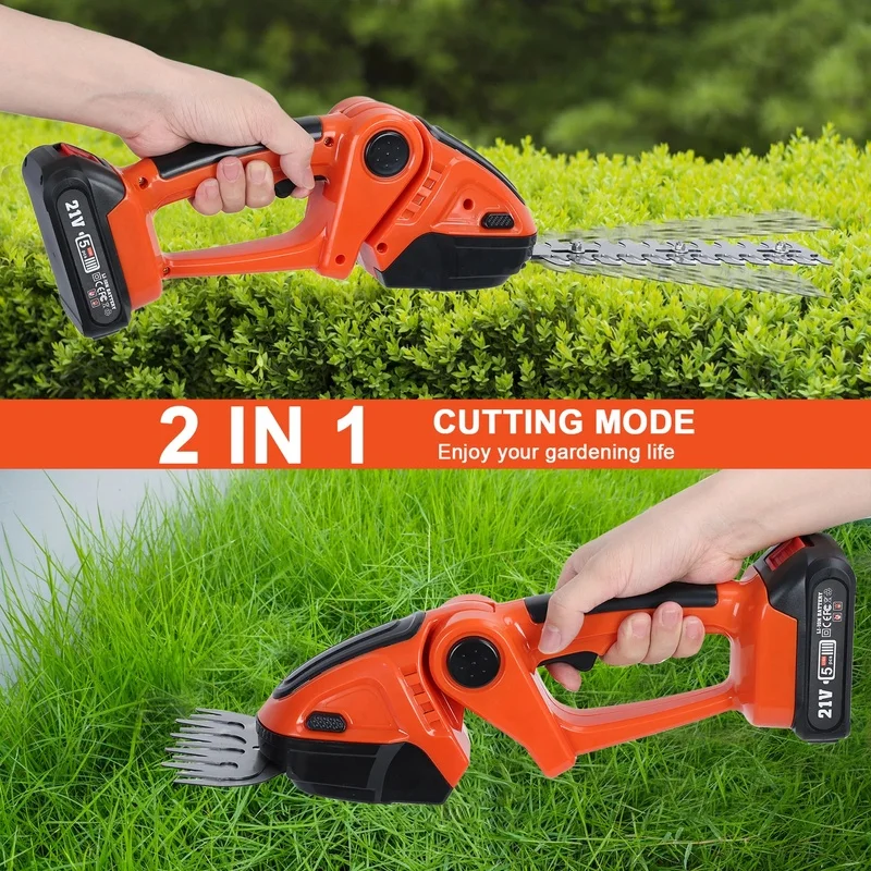 Mini Electric Hedge Trimmer & Grass Shears, Handheld Trimmer with 2 Rechargeable Batteries and Charger