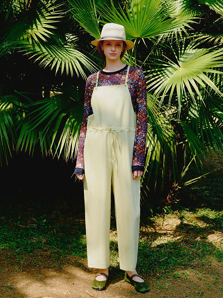 

Adjustable High Waist Wide Leg Pants with Dstring Soft een Original Design Cotton Trousers Women's Faion Spring 2025