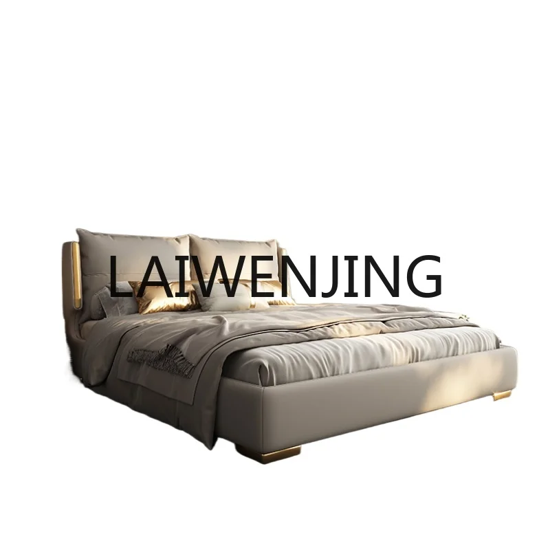 

RWJ Leather Bed Light Luxury Master Bedroom High-End Internet Celebrity Nordic Soft Pack Bed