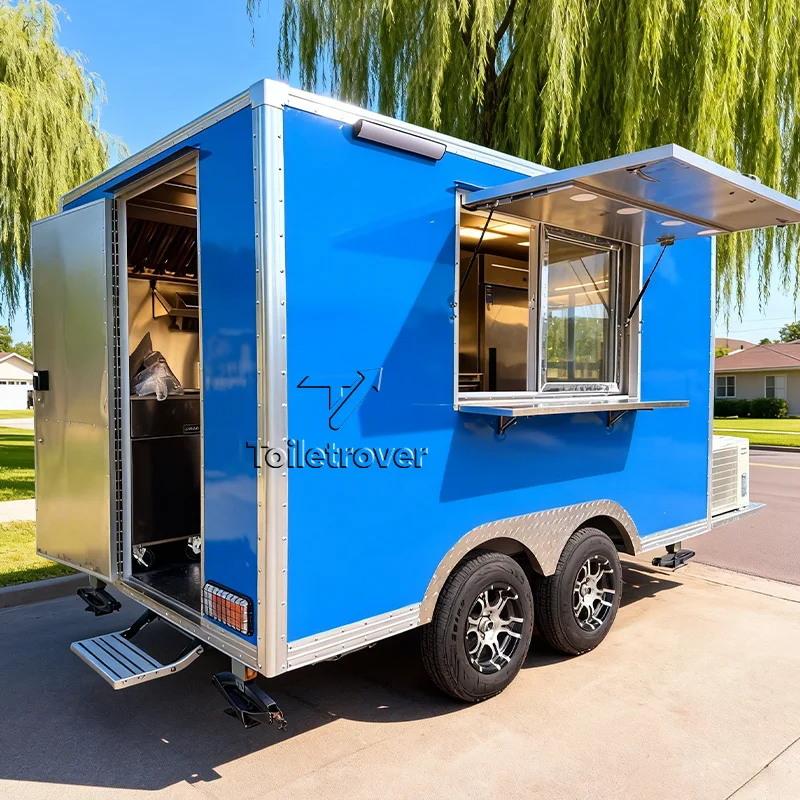 Wholesale Container Food Truck Mobile Food Van Trailer Ice Cream Food Truck Dessert Fast Food Trailer with Kitchen Equipment