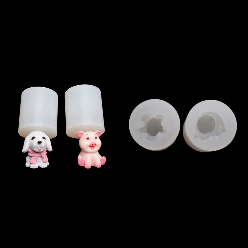 DIY Dog&Pig Shape Resin Molds Silicone Molds for Children Epoxy Resin Casting