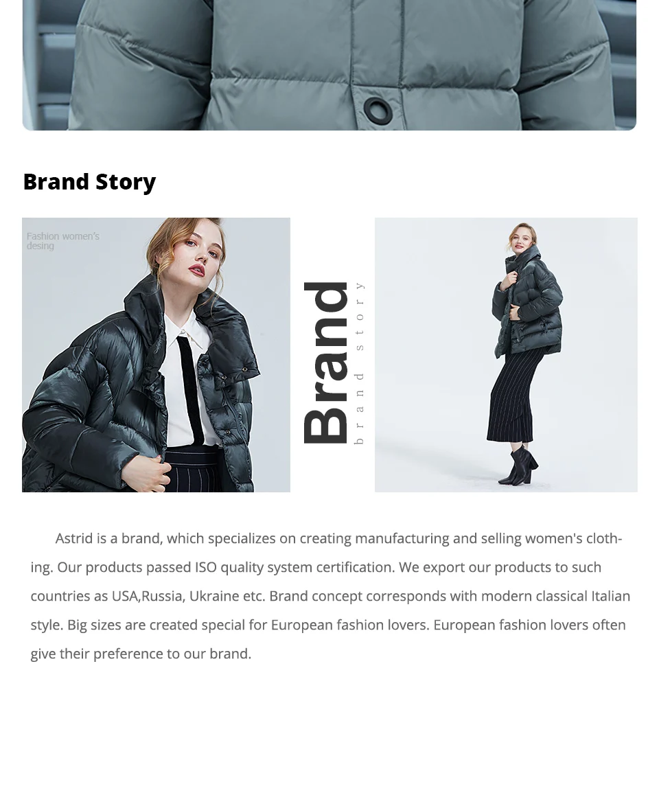 Astrid 2022 Winter new arrival down jacket women loose clothing outerwear quality with hood Plus Size fashion style coat AR-7038