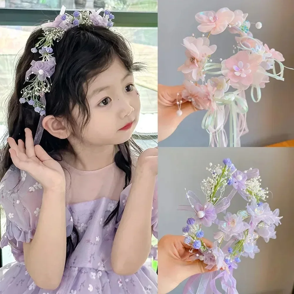 Kinder Kopfbedeckung Eleganter Blumenkranz Fee Krone Stirnband Prinzessin Kinder Geburtstag Leistung Runway Mädchen Haarschmuck