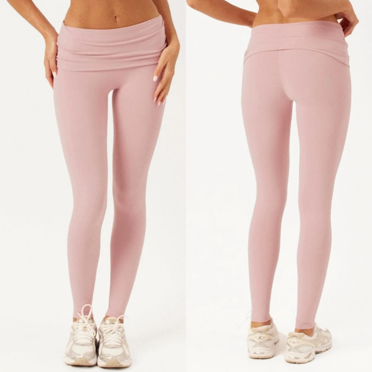 Women Fold Over Waist Yoga Leggings High Stretch Butt Lift full‑length Yoga Pants Casual Gym Fitness Workout Sports Activewear