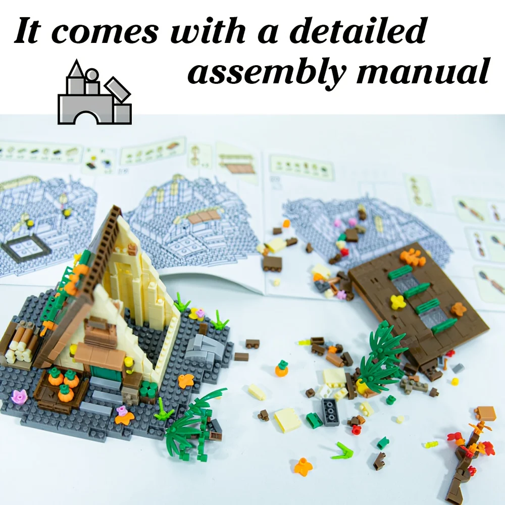 Zestaw 735 Elementów Dom w Lesie - Klocki Antystresowe, elegancki pakiet prezentowy, Mini Architektoniczna Dekoracja na prezent