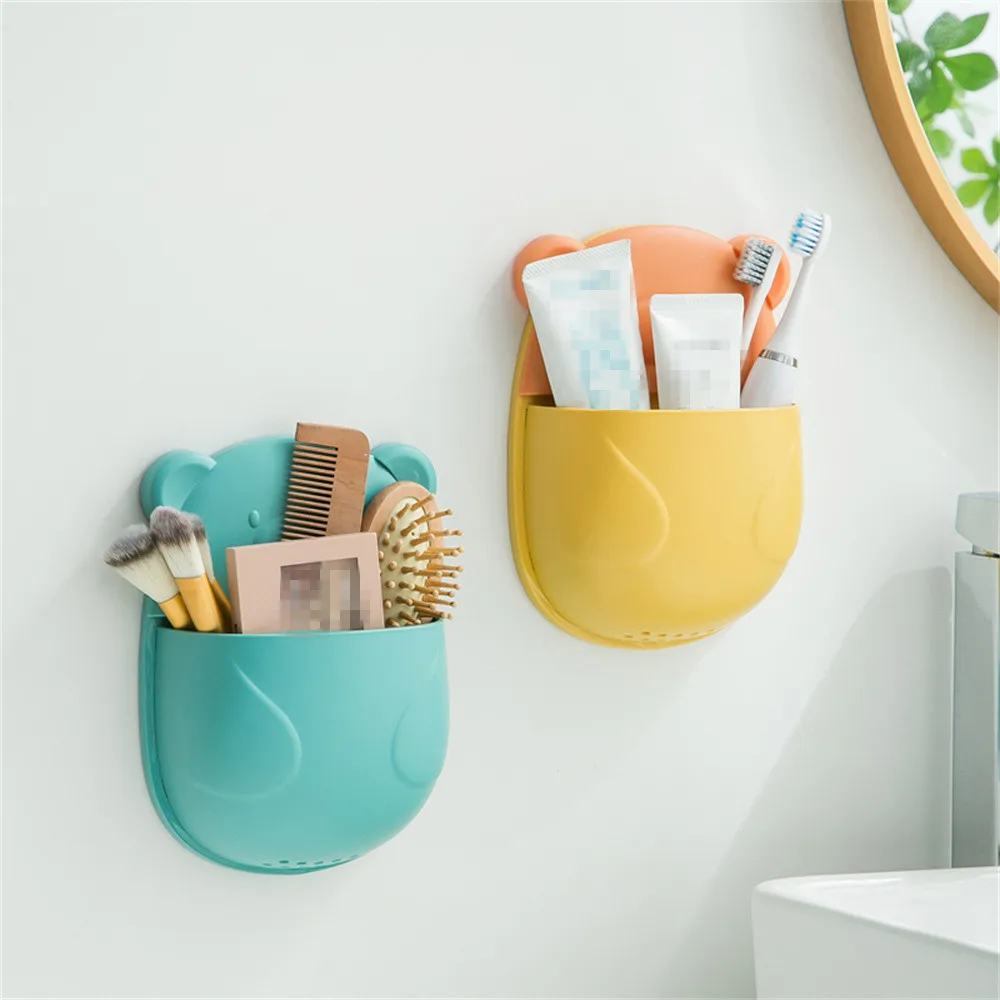 1pcs Wall Mounted Toilet, Bathroom, Washbasin, No Need to Drill Holes, Drain Water, Teeth Brush, Toothpaste Tube, Comb Storage