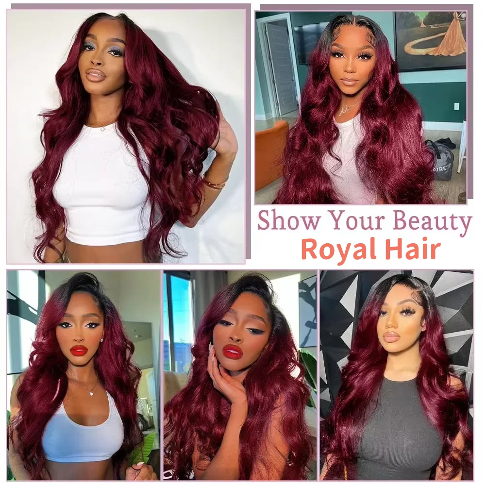 Body Wave 99J Burgundy Human Hair Bundles ปิด 4x4 โปร่งใสลูกไม้ปิดด้านหน้าบราซิลสีแดงไวน์ Hair Extensions