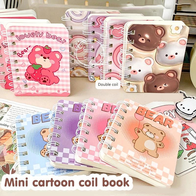 4pcs/Set  Notebook Kawaii Cartoon Pattern Kuromi Melody Portable A7 Coil Account Book Pocket Notepad Student Stationery