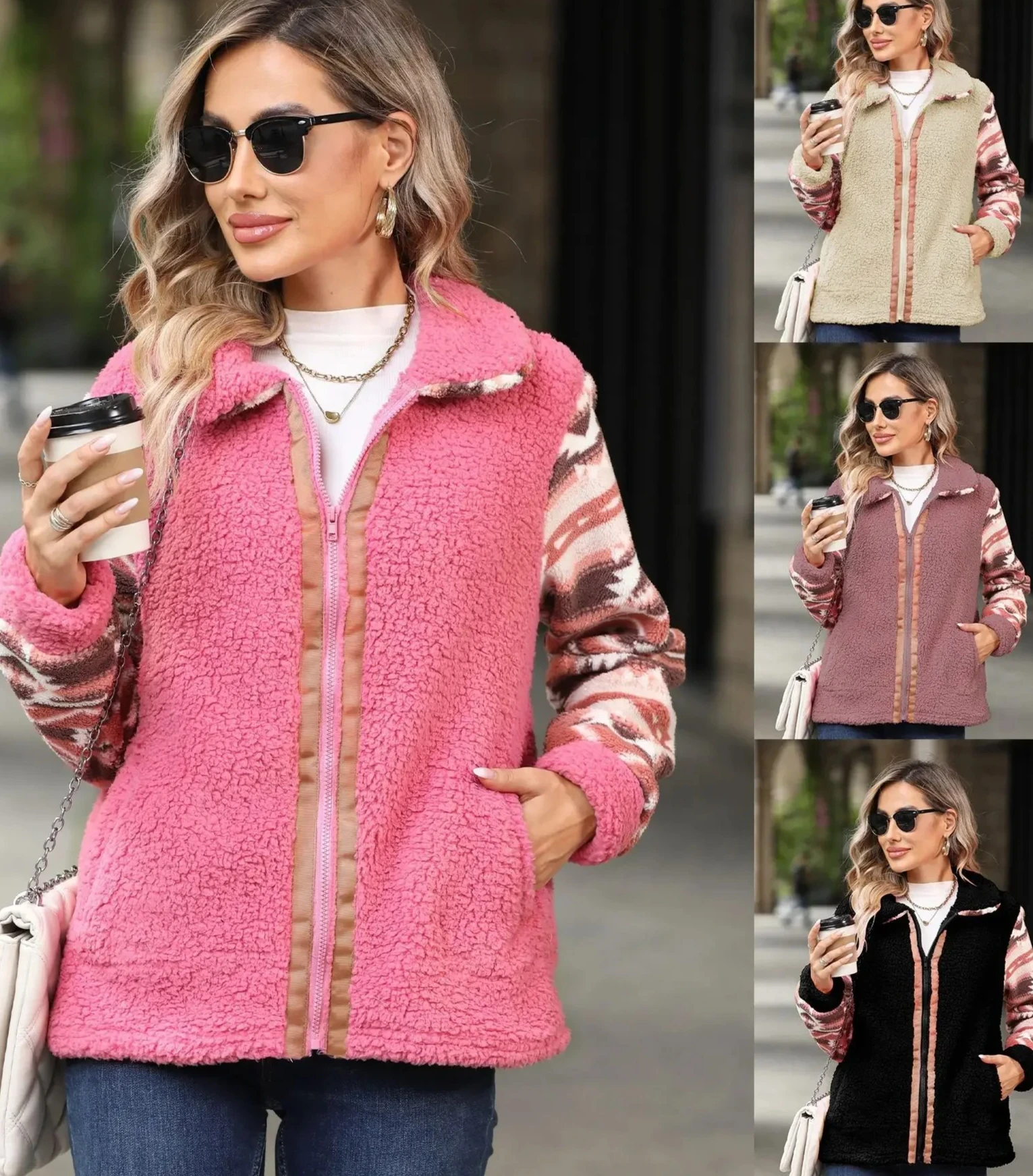 

Женский кардиган из фланелевого материала, свободный крой в европейском и американском стиле с длинным рукавом на осень-зиму