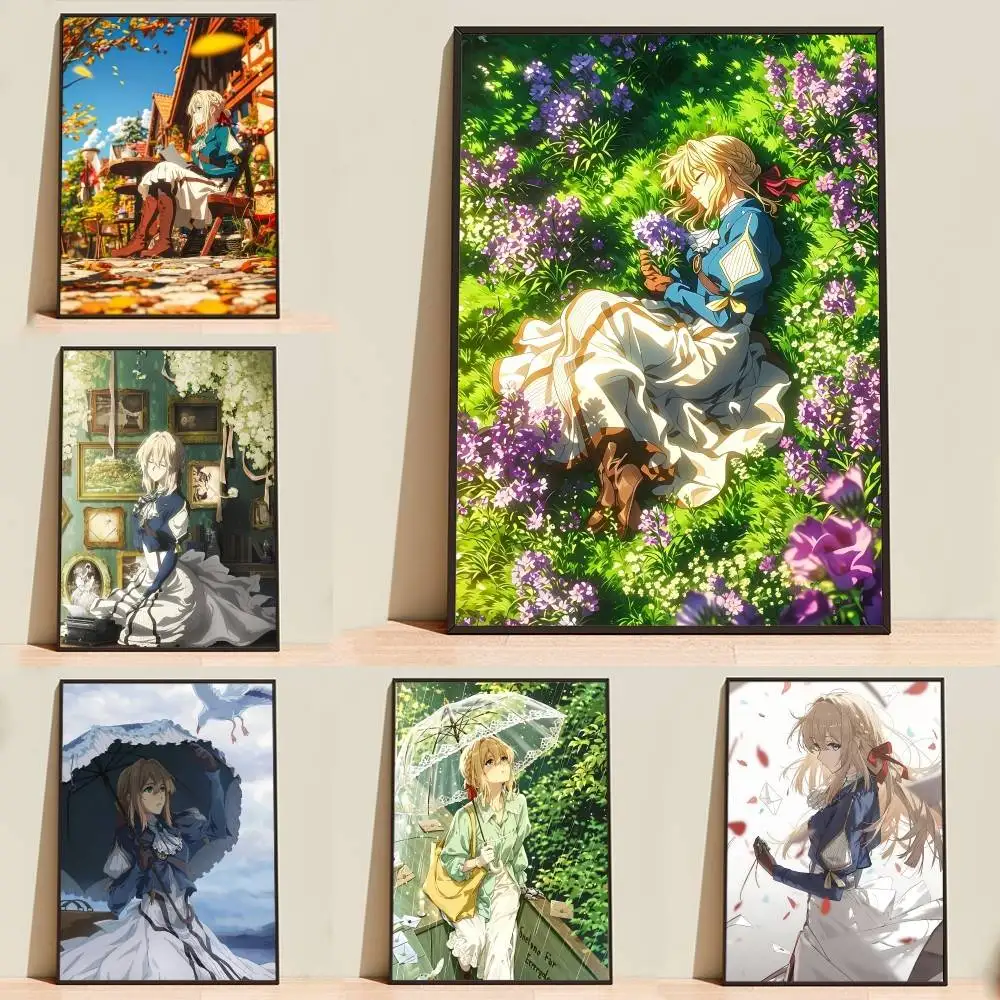 Romantic Anime V-Violet Evergarden Poster High Quality Dorm Living Room Aesthetic Wall Decoration Painting Stickers Gift