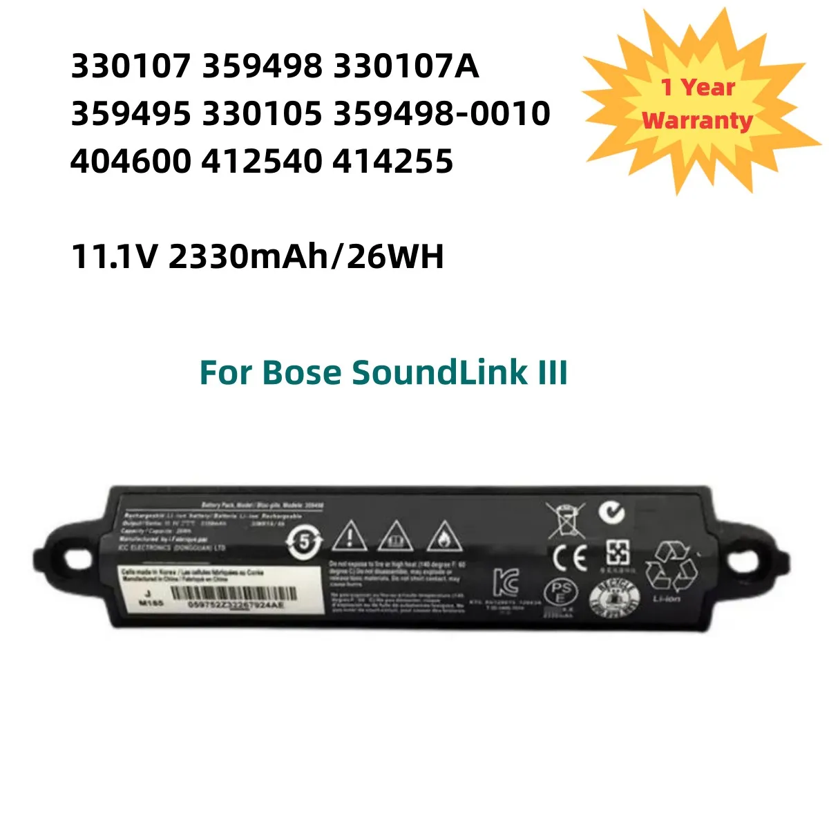 Аккумулятор 359498 для Bose SoundLink III 330107A 359495 330105 412540 для Bose soundlink Bluetooth Speaker II 404600 11,1 В 2330 мАч