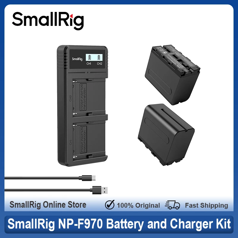 SmallRig NP-F970 7800mAh Rechargeable Camera Battery and Charger Kit for Camcorders Monitors LED Lights for Sony NP-F960 950 930