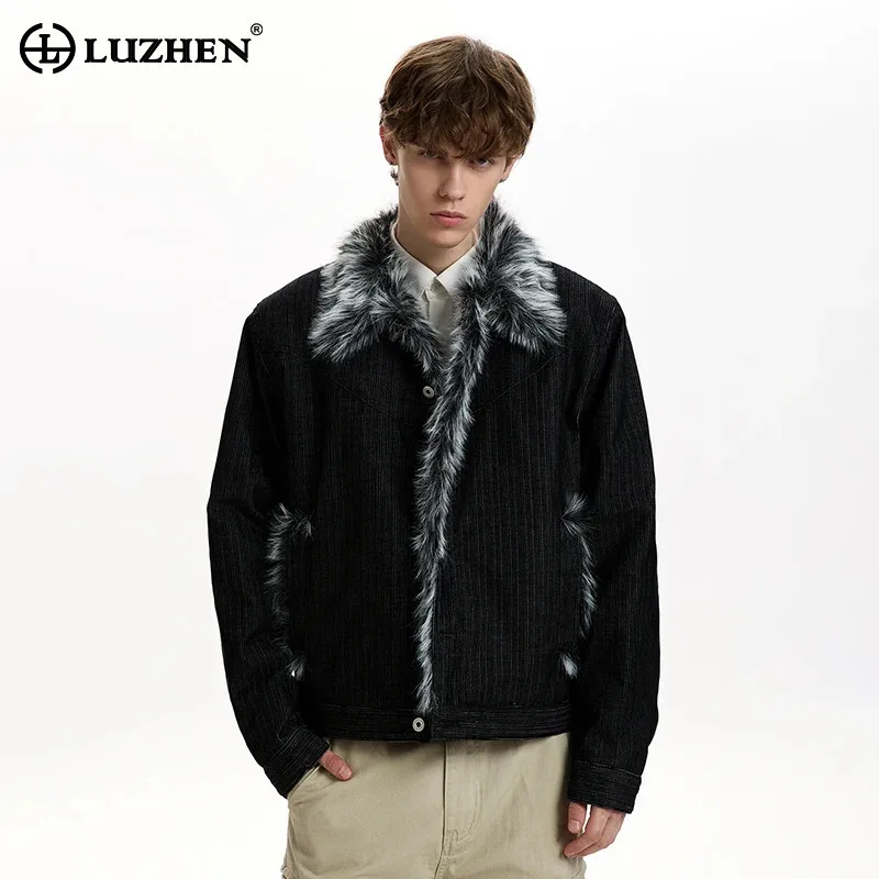 

LUZHEN 2025 Winter Fashion Imitation Mink Hair Liner Warm Padded Coat Men's Original High Quality Faux Fur Lapel Parkas JY5282