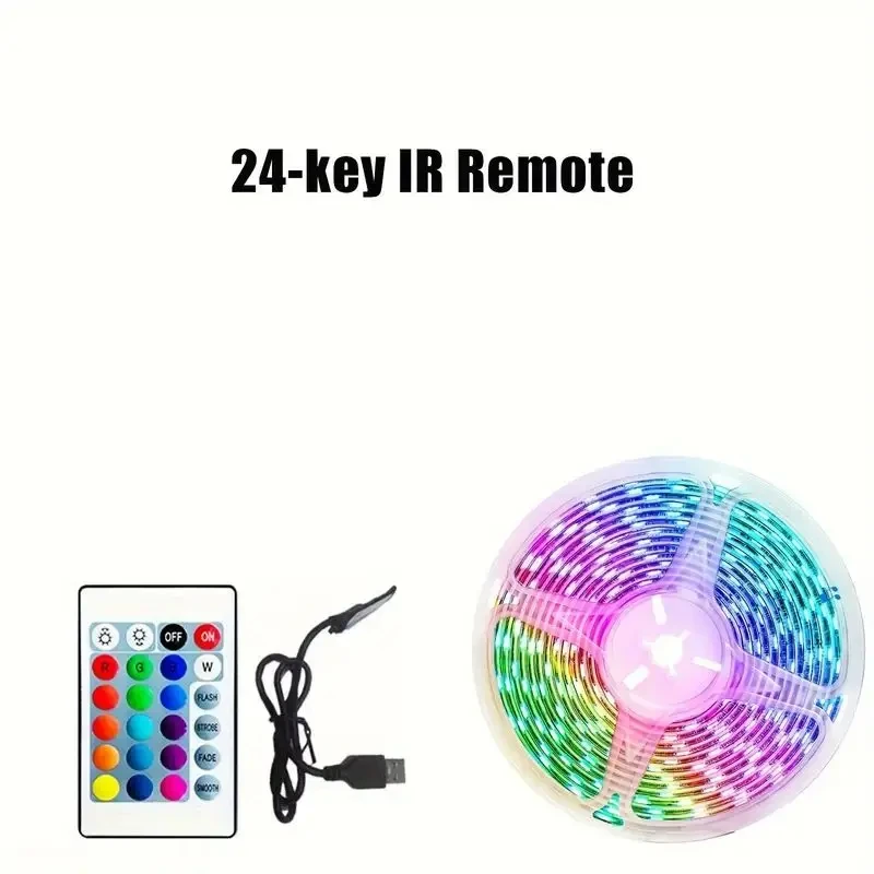 10M/15M/20M 2835 LED Strip Lights RGB 5V USB 24Keys Remote Control TV Backlight  Led Flexible Ribbon Diode Tape for Home Room