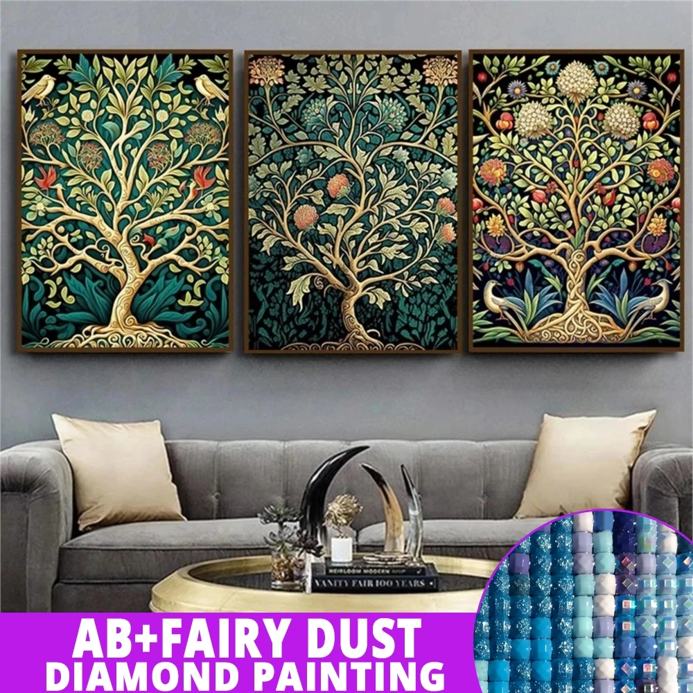 AB Fairy Dust Abstract Yggdrasil Folklore Embroidery Tree Of Life 5D DIY Diamond Painting Kits Rhinestone Art Decor Home