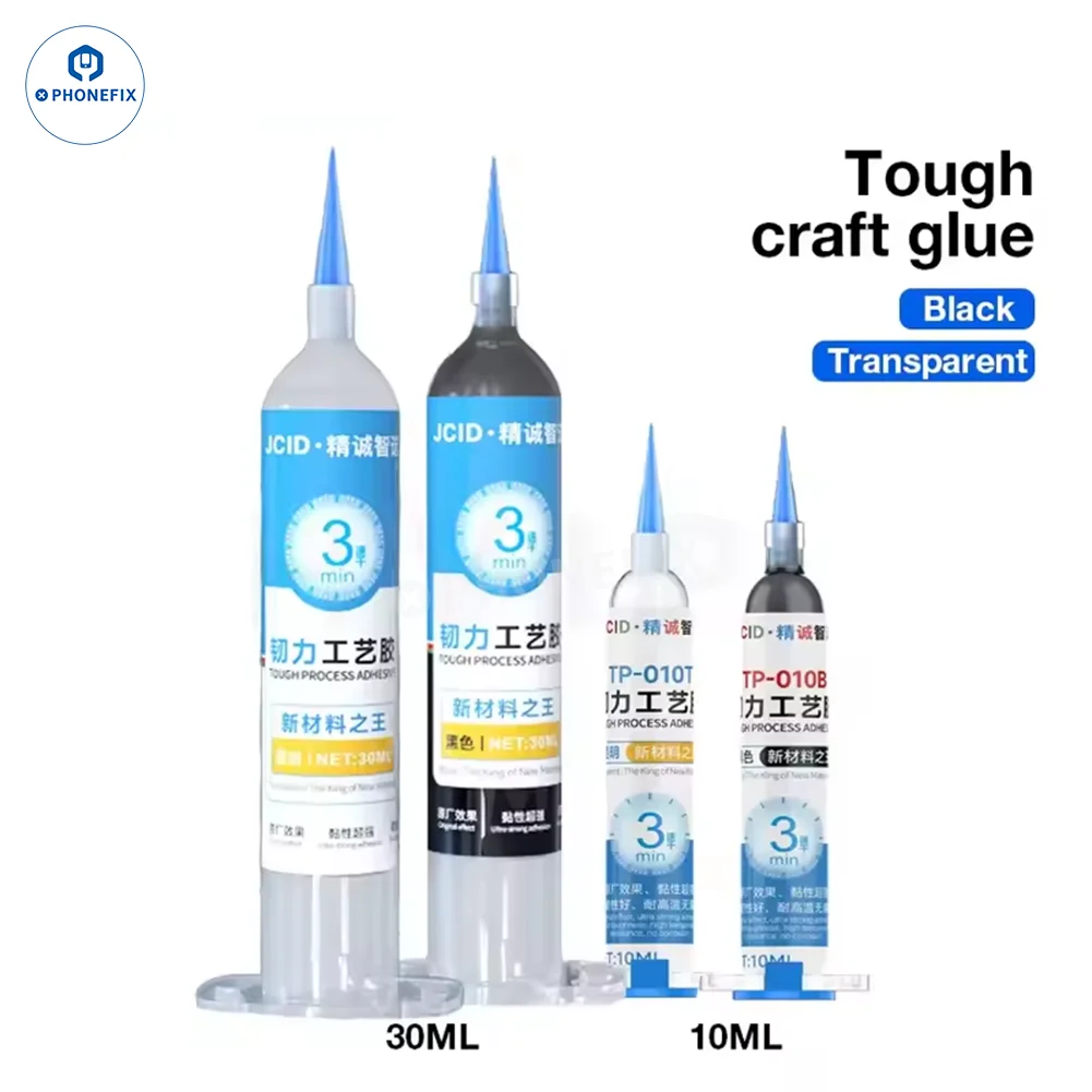 JCID Tough Process Adhesive 10/30ML with Needles Fast Drying NANO Glue for Electric Components Adhesion PAD Phones Screen PCB