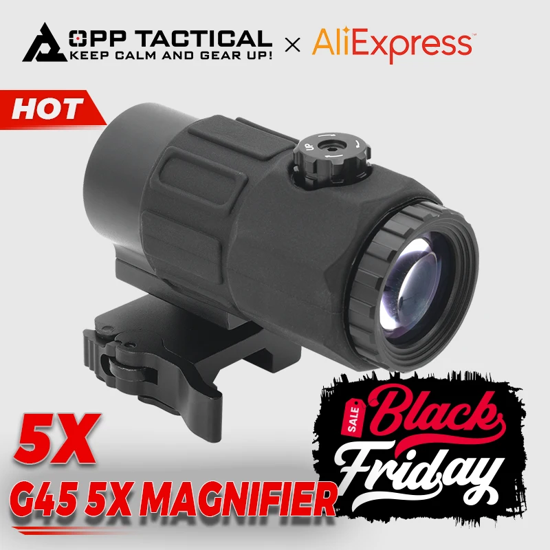 G45 Magnifier Sight 5X with Switch to Side Quick Detach QD Mount for Hunting and Airsoft Rifle with Original Markings