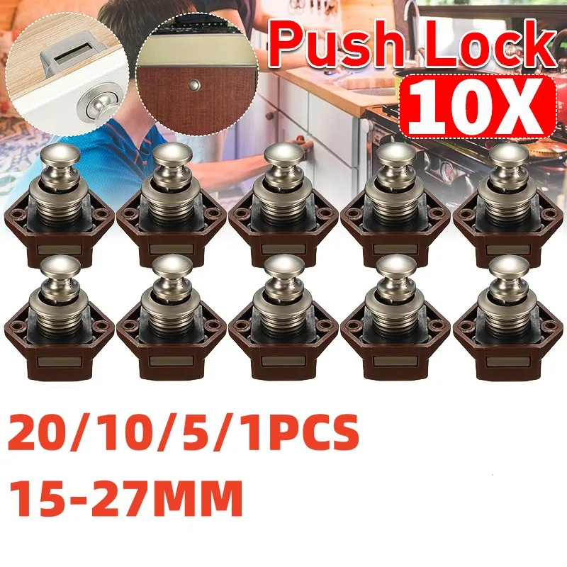 20/10/5/1Pcs 15mm-27mm Car Push Lock RV Caravan Boat Drawer Latch Button Locks For Furniture Hardware for Camper